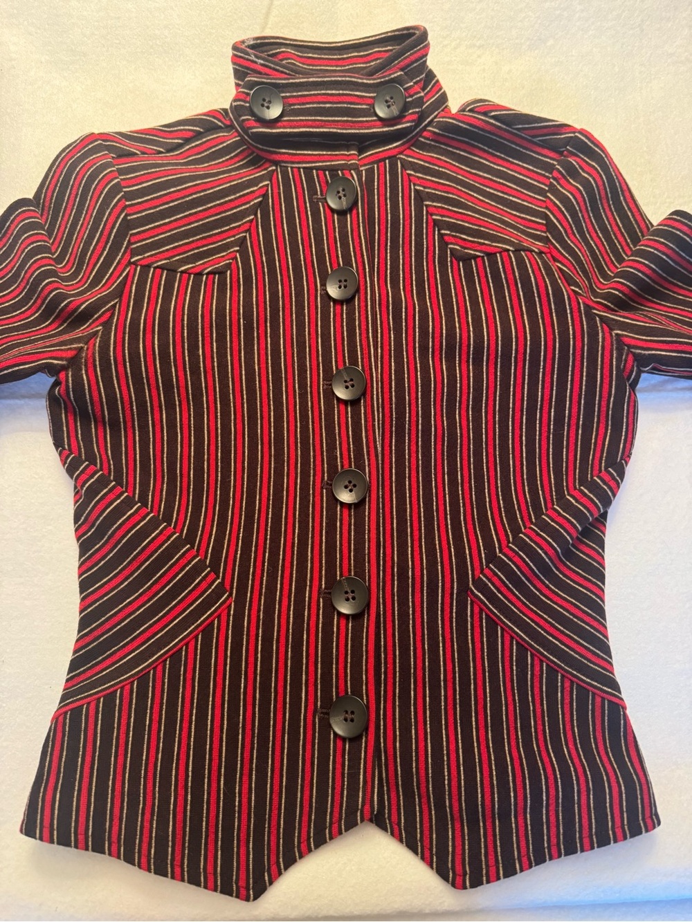 Diane von Furstenberg 100% Wool Striped Military Jacket - Size 4 - Picture 2 of 6